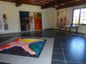 Art by Ruth Hartley: View of various paintings at the Corpus exhibition at La Peleyre Gallery, France
