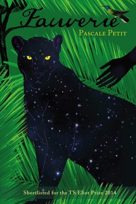 The cover of Fauverie shows a hand reaching out to a black panther in leafy greenery
