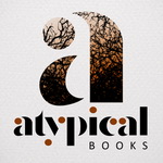 Storyteller Ruth Hartley owns the atypical books imprint. In this logo a large brown lowercase "a" sits atop the word "atypical" in bold black letters followed by "BOOKS" in fine caps, all on a white background.